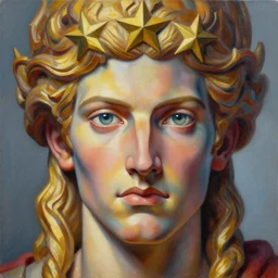 intricate five star god apollo facial portrait by casey weldon, oil on canvas, hdr, high detail, photo realistic, hyperrealism, matte finish, high contrast, 3 d depth, centered, masterpiece, vivid and vibrant colors, enhanced light effect, enhanced eye detail, artstationhd