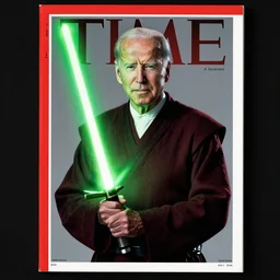 joe biden as a jedi with green lightsaber cover of time magazine