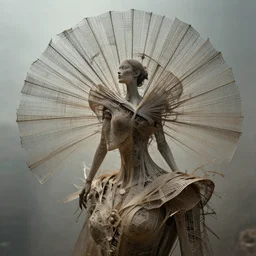 woman made of vanes, high detail, 8k, ornate, masterpiece, complex, haze, film still from the movie directed by Denis Villeneuve with art direction by Pablo Picasso and Greg rutkowski, Alex Gray
