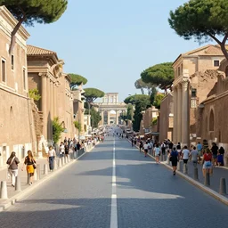 streets inspired by roman empire full of people and life. human point of view