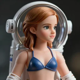 closeup profile portrait of tin toy emma watson spacegirl astronaut, bikini, depth of field, zeiss lens, detailed, symmetrical, centered, fashion photoshoot, by nicoletta ceccoli, mark ryden, lostfish, breathtaking, 8 k resolution, extremely detailed, beautiful, establishing shot, artistic, hyperrealistic, octane render