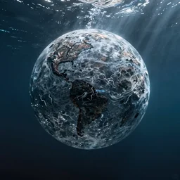 An energy sphere in the ocean, by greg rutkowski