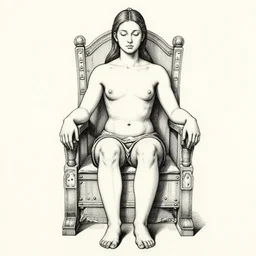 salome full figure sitting on throne black ink drawing by james jean very detailed high contrast xuan paper