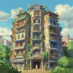 stunning photo of a solarpunk vietnamese apartment building by makoto shinkai and studio ghibli, and zack snider