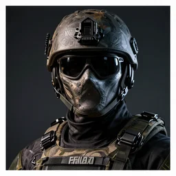 spec - ops head with mask, fallout, special forces, dark design, professional photo, intricate details