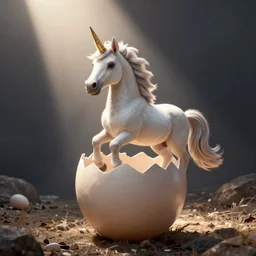 photo of a realistic unicorn hatching out of an egg