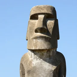 a moai statue with the face of benjamin netanyahu
