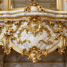 beautiful portrait of a large ornate and intricate rococo carved marble and gold tiger face, 3 d, photorealistic, hyper detailed, gold plated on white marble, wallpaper pattern