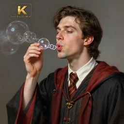 an anthropomorphic beautiful male wizard portrait blowing bubbles wearing stripes robe, fine art, award winning, intricate, elegant, sharp focus, octane render, hyperrealistic, cinematic lighting, highly detailed, digital painting, 8 k concept art, art by jamie hewlett and z. w. gu, masterpiece, trending on artstation, 8 k