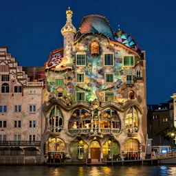 a beautiful photorealistic painting of houseboat architecture by antoni gaudi, nightvision, archdaily, wallpaper, highly detailed, trending on artstation.