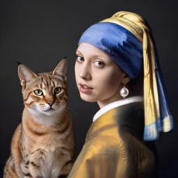 girl with a pearl earring but as a lynx cat