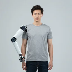 man with robot arm