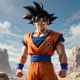 son goku, unreal engine 5 render, concept art, cinematic, serious, epic, highly details