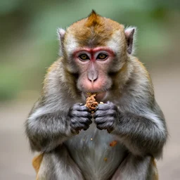 a monkey eating poop