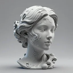 an intricate and highly detailed 3 d sculpture of a female head made of acrylic pour