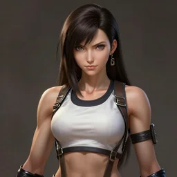 portrait of tifa lockhart, muscular upper body, fantasy, intricate, elegant, highly detailed, digital painting, artstation, concept art, matte, sharp focus, illustration, art by wlop, epic fantasy, digital painting