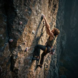 rock climbers climbing a rock, an epic fantasy, dramatic lighting, cinematic, extremely high detail, photorealistic, cinematic lighting, matte painting, artstation, octane render by craig mullins, horizon forbidden west