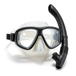 jade snorkel and mask, professional product shot, isolated on a pure white background, centered, entire object in frame, sharp focus, soft studio lighting