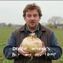 screenshot from the dutch comedy film, dude where's my turnip