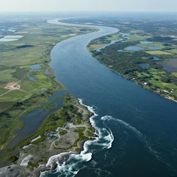 wide angle shot of river delta and sea waves by hiroshi yoshida, roger deakins, turner, rothko, full height fluid simulation in houdini, hyperrealism, highlands landscape, matte painting, unknown pleasures, top view, graphic design, trending on artstation, 8 k very high detail, concept art, rendered in octane