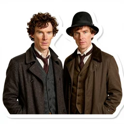 dye cut sticker of benedict cumberbatch and martin freeman as sherlock holmes and john watson