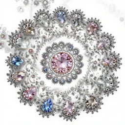 jewelry and gems arranged in fractal patterns, layers of intricate swirling fractals, blooming, photorealistic, octane render, effervescent, sacred geometry, surrealism, realistic, epic and cinematic, 3 d, clear, sharp