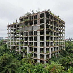 a beautiful very detailed highly detailed unfinished building abandoned building architecture industrial architecture city museum by philip johnson, rainforest nature, archdaily, wallpaper, highly detailed, trending on artstation.