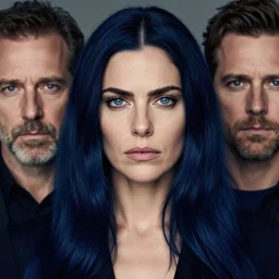 portrait photograph of the most beautiful woman with a long dark blue hair, blue eyes, stern expression, david mccurry, lorenzo agius, alessio albi