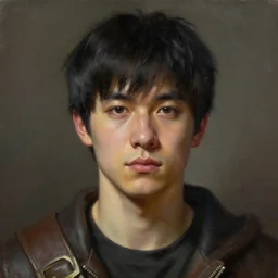 a _ fantasy _ style _ portrait _ painting _ of young adult male, very short black fringe hair, round face, rpg dnd oil _ painting _ unreal _ 5 _ daz. _ rpg _ portrait _ extremely _ detailed _ artgerm _ greg _ rutkowski _ greg