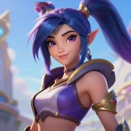 still close up of pretty Xayah (League of Legends) in KDA More music video. 3d render, octane render, game art, realistic, highly detailed, trending on artstation, 4k, trending on artstation, pixar, cgsociety, unreal engine 5, redshift render, trending on artstation, blender, behance, cg
