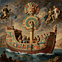 aztec design, aztec aztec ship!!!! aztec technology aztec ship docking in milan, italy, italy!!!! by hendrick avercamp, raphael!!!, martin johnm bernardo belloto!!!, alexandre cabanel!!!!, renaissance artwork