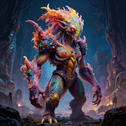 exquisite imaginative alien creature poster art humanoid colourful movie art by : : lucusfilm weta studio tom bagshaw james jean frank frazetta