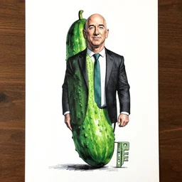 jeff bezos morphed into a cucumber colored ink illustration art key art
