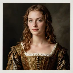 half - bust portrait of beautiful young woman in renaissance dress, art by annie leibovitz