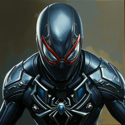 hybrid of a stealth suit and spider - man, photorealistic oil painting, hyperdetailed, realistic