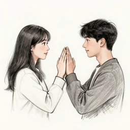 2 best friends comitting to an oath, sketch, creative