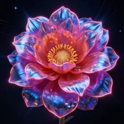 detailed fantastic flower by artstation jaime jasso, neon lights, reflections ray, tracingstar trails, dramatic light, digital painting, igh detailed, 8 k render, perfect shape, hyperrealistic
