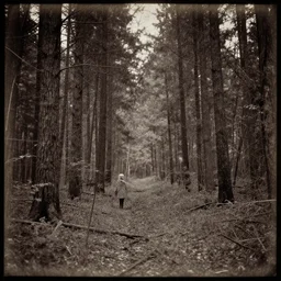 a dark forest somewhere in usa, old photograph 1 9 2 0 s