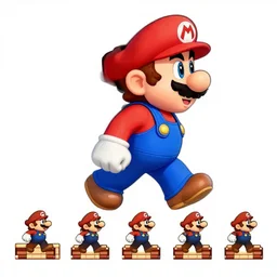 super mario bros 1 9 8 5, mario sprite sheet walk cycle, full body, nintendo official media, white background