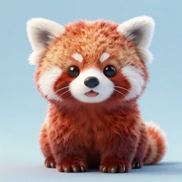 high quality 3 d render hyperrealist very cute pastel fluffy! red panda & tarsier hybrid eating giant ice cream full body, vray smooth, in the style of detective pikachu, hannah yata charlie immer, very dramatic light, low angle, uhd 8 k, shallow depth or field