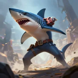 shark as an apex legends character digital illustration portrait design by, mark brooks and brad kunkle detailed, gorgeous lighting, wide angle action dynamic portrait one subject, one character