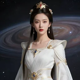 portrait of the powerful empress of the solar system in the style of johfra bosschart. glowing, ornate and intricate linework, stunning, dynamic lighting, ultrafine and hyperdetailed.