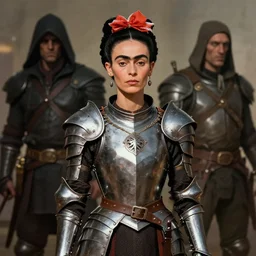 portrait of a skinny punk frida kahlo wearing armor by simon bisley, john blance, frank frazetta, fantasy, thief warrior