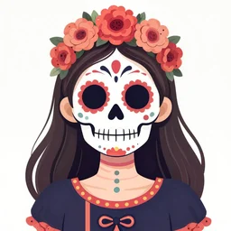 Illustration of a sugar skull day of the dead girl, art by michael whelan