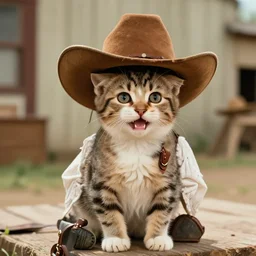 film still of the happy youngster cowboy kitten in a 1 9 6 0 s italian romantic comedy how the cats won the west 4 k