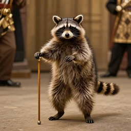raccoon, dancing like a man, cane, 9 0 s jazz