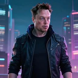 elon mask in cyberpunk style
