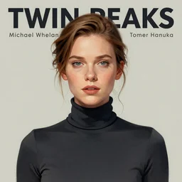 Twin Peaks poster artwork by Michael Whelan and Tomer Hanuka, Rendering of Kiernan Shipka dressed turtle neck and lab coat, full of details, by Makoto Shinkai and thomas kinkade, Matte painting, trending on artstation and unreal engine