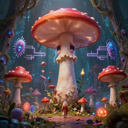 visually stunning, cinematic, ultra realistic, hyper realism, 1 2 k, epic, octane render, unreal engine, vfx, maya, the shroomsical world 🙏❤🍄⚡ : gargantuan disappointment of crying souls, cyberpunk brackets : laser cut paper microbes, by nadezda and david stoupakis