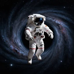 photograph of an astronaut floating near a black hole space vortex, interstellar space suit, science fiction, space suit, cinematic, hypermaximalist, detailed, 4k, breathtaking stars, surrealism, concept art, digital art, sharp focus, reflections, RTX, octane render, acid pixie, Trending on DeviantArt